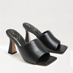 Sam Edelman Carmen Black Leather Heeled Mules